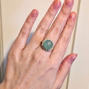 Elegant Silver and Green Blue Gemstone Ring